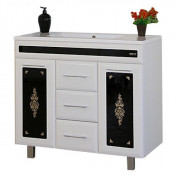 Тумба Misty Мальта 75 с 3 ящиками белая (узор)