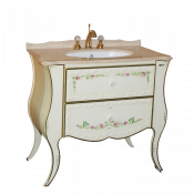 Тумба с раковиной Misty Анжелика 100 бежевая с узором с 2 ящиками/столешница