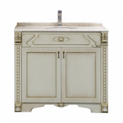 Тумба с раковиной Misty Афина 100 прямая бежевая патина/столешница