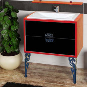 Тумба Misty Бостон 80 напольная с 2 ящиками черно-красный пластик