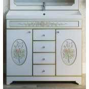 Тумба с раковиной Misty Milano 90 с 4 ящиками бежевый патина/декор