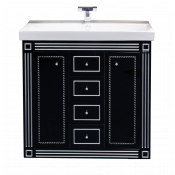 Тумба с раковиной Misty Venezia 90 с 4 ящиками черная с серебром/глянец