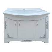 Тумба с раковиной Misty Рига 105 прямая белая с серебром