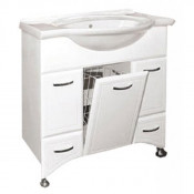 Тумба с раковиной Misty Дрея 86 с 2 ящиками и бельевой корзиной