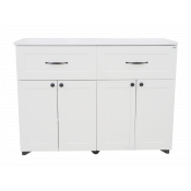 Тумба с раковиной Misty Дуэт 120 с 2 ящиками  белая матовая