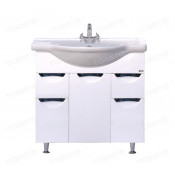 Тумба с раковиной Misty Жасмин 95 с 2 ящиками и бельевой корзиной белая эмаль