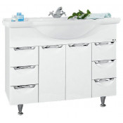 Тумба с раковиной Misty Жасмин 95 с 6 ящиками белая эмаль