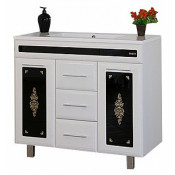 Тумба с раковиной Misty Мальта 75 с 3 ящиками белая (узор)