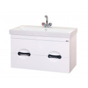 Тумба с раковиной Misty Жасмин 90 подвесная с 2 ящиками  белая эмаль с доводчиками