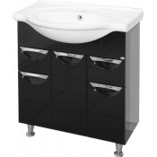 Тумба Misty Жасмин 76 с 2 ящиками чёрная эмаль