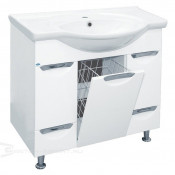 Тумба Misty Жасмин 95 с 2 ящиками и бельевой корзиной белая эмаль