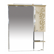 Зеркало-шкаф Misty Бабочка 90 правое с подсветкой бежевое патина