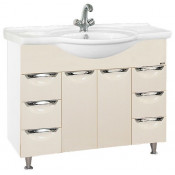 Тумба Misty Жасмин 105 с 6 ящиками бежевая эмаль