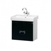 Тумба Misty Жасмин 50 подвесная с 2 ящиками черная эмаль с доводчиками