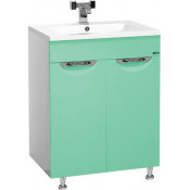 Тумба с раковиной Misty Кристи 60 прямая с бельевой корзиной салатовая эмаль