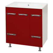 Тумба с раковиной Misty Кристи 75 с 2 ящиками и бельевой корзиной бордовая
