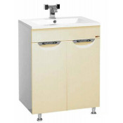 Тумба Misty Кристи 60 прямая с бельевой корзиной бежевая эмаль