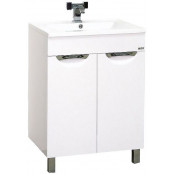 Тумба Misty Кристи 60 прямая с бельевой корзиной белая эмаль