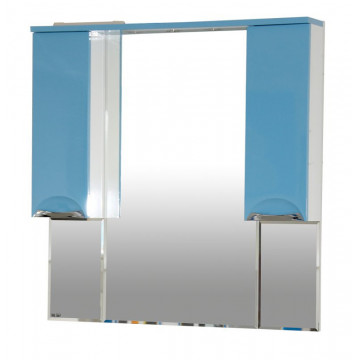 Зеркало-шкаф Misty Жасмин 105 с подсветкой голубая эмаль