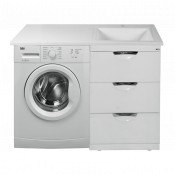 Тумба Misty Куба 60 с 3 ящиками под стиральную машину белая эмаль 55 см