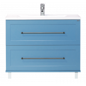 Тумба с раковиной Misty Марта 100 напольная голубая матовая COMO