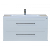 Тумба с раковиной Misty Марта 100 подвесная белая фактурная COMO