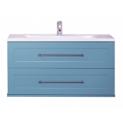 Тумба с раковиной Misty Марта 100 подвесная голубая матовая COMO