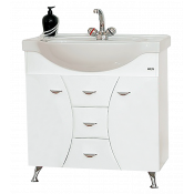 Тумба с раковиной Misty Каролина 80 с 3 ящиками белая