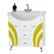 Тумба с раковиной Misty Каролина 80 с 3 ящиками желтое стекло