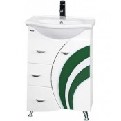 Тумба Misty Каролина 60 с 3 ящиками правая зеленое стекло