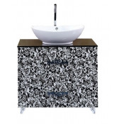 Тумба с раковиной Misty Мадлен Гамма 80 с 2 ящиками черно-белая