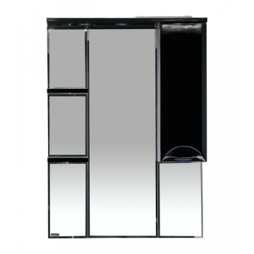 Зеркало-шкаф Misty Жасмин 75 правый с подсветкой чёрная пленка