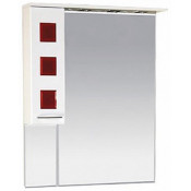 Зеркальный шкаф Misty Кармен 70 левый белая пленка/красное стекло