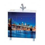 Тумба с раковиной Misty Манхеттен 75 прямая с бельевой корзиной