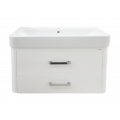 Тумба с раковиной Misty Нью-Йорк 80 подвесная с 2 ящиками белая эмаль