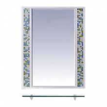 Зеркало Misty Жемчужина 60 с полкой бело-голубая мозайка
