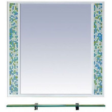 Зеркало Misty Жемчужина 75 с полкой бело-голубая мозайка