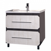 Тумба с раковиной Misty Хит 90 с 2 ящиками напольная бежевая/серая