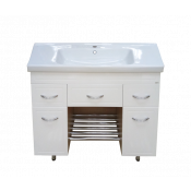 Тумба с умывальником Misty Пион 80 с 3 ящиками напольная белый/вишня