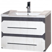 Тумба с раковиной Misty Хит 90 с 2 ящиками подвесная бежевая/серая