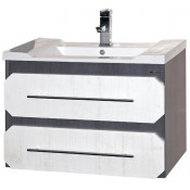 Тумба с раковиной Misty Хит 100 с 2 ящиками подвесная бежевая/серая