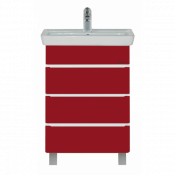 Тумба с раковиной Misty Прима 55 с 3 ящиками красная эмаль с доводчиками