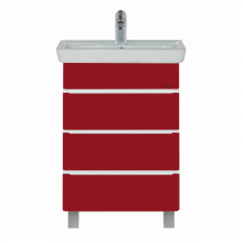 Тумба с раковиной Misty Прима 55 с 3 ящиками красная эмаль с доводчиками