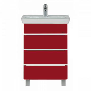 Тумба с раковиной Misty Прима 55 с 3 ящиками красная эмаль с доводчиками