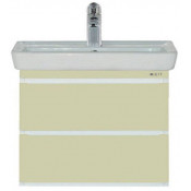 Тумба с раковиной Misty Прима 55 подвесная с 2 ящиками  бежевая эмаль с доводчиками