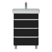 Тумба Misty Прима 55 с 3 ящиками черная эмаль с доводчиками