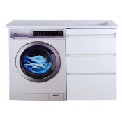 Тумба с раковиной Misty Фостер 55 R под стиральную машину напольная с 3 ящиками белая 55 см