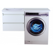 Тумба с раковиной Misty Фостер 55 L под стиральную машину подвесная с 2 ящиками белая 55 см