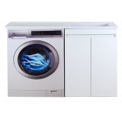 Тумба с раковиной Misty Фостер 70 R под стиральную машину напольная прямая белая