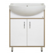 Тумба с раковиной Misty Делла 60 напольная прямая белое/светлое дерево